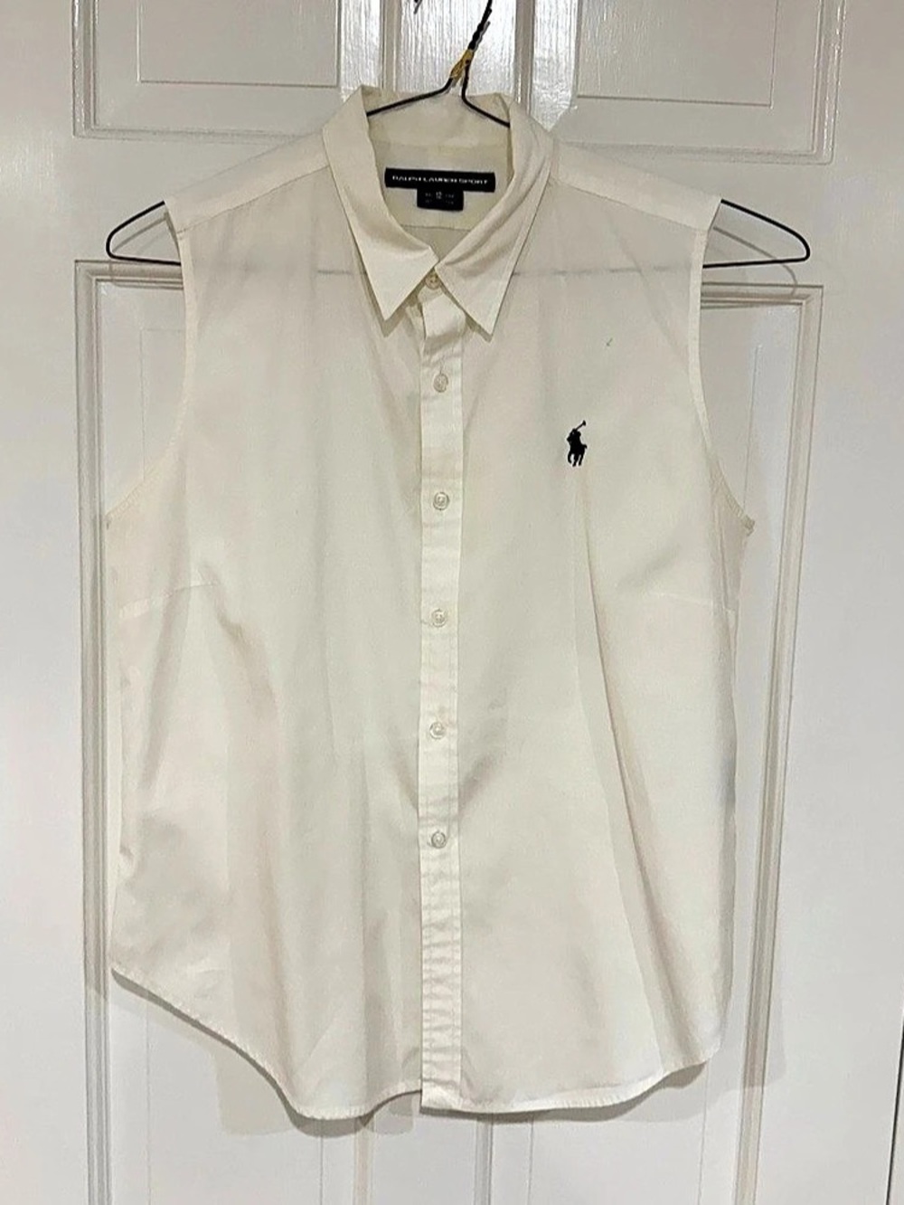 Ralph Lauren Sleeveless Button Down in White Size 12